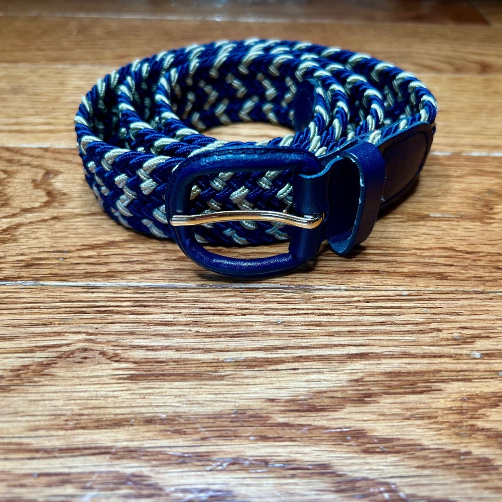 Navy and Metallic Gold Stretch Woven Belt *Like New* Size S